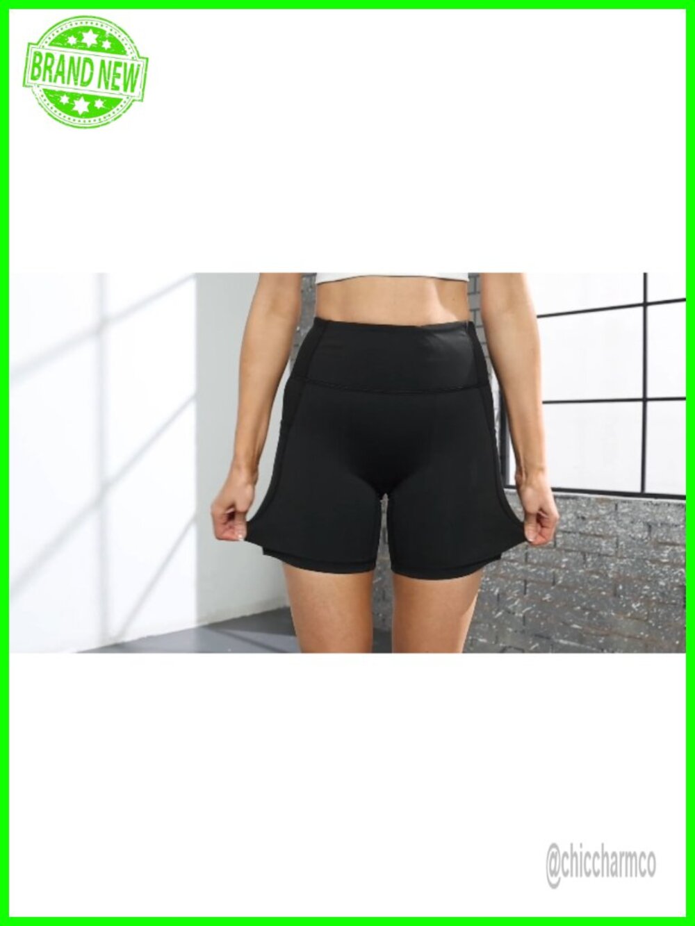 High Waist Tummy Control Bike Shorts No Front Seam 4/6/8 Inseam Pockets - Picture 7 of 7